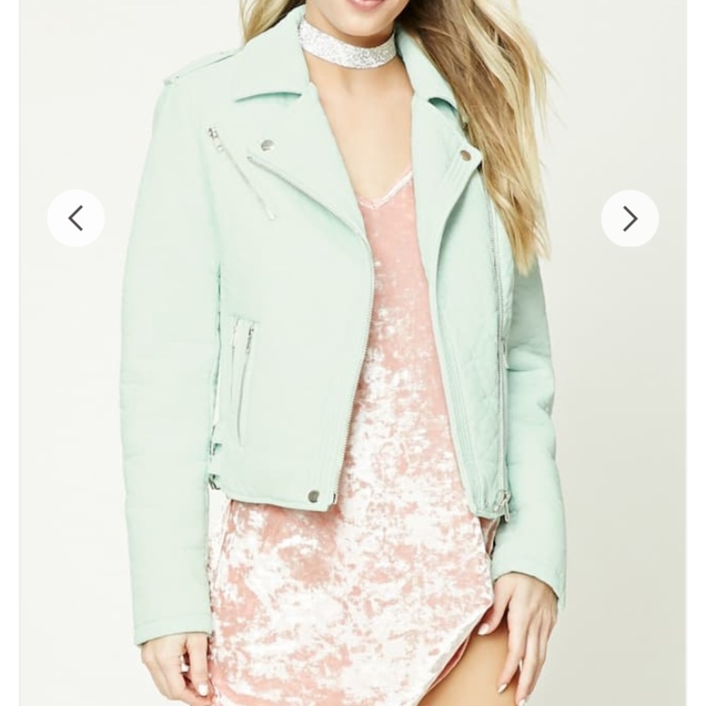Forever21 green leather jacket